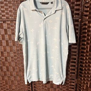 TravisMathew Men’s Golf Polo Shirt Large Blue Floral Short Sleeve